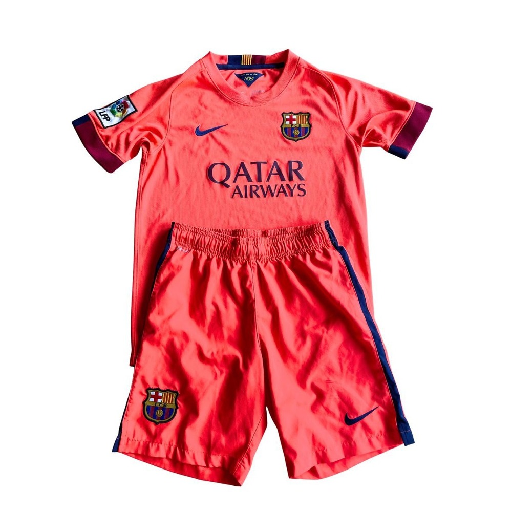 Nike FC Barcelona 2014 2015 Away Soccer Jersey Shorts Kit Youth M 10-12 Years